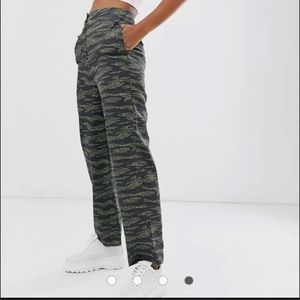 ASOS DESIGN Camo pants with straight leg and raw hem